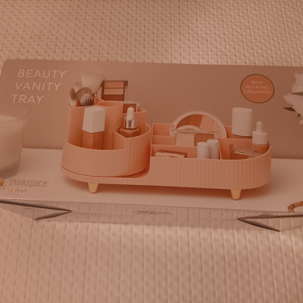 New in box Pink vanity organizer tray